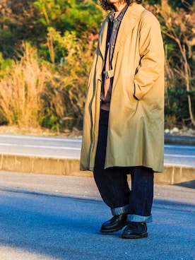 「COMOLI（コモリ）のアイテム（その他アウター）」を使った、YOSHIWOさん（メンズ・171cm）の冬コーディネート