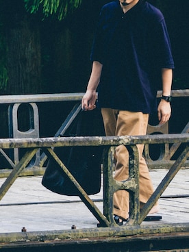 「アイテム（ポロシャツ）」を使った、YOSHIWOさん（メンズ・171cm）の夏コーディネート