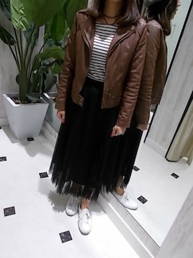 「SpRay（スプレイ）のアイテム（ライダースジャケット）」を使った、SpRay_kagoshimaさん（レディース・163cm）の冬コーディネート