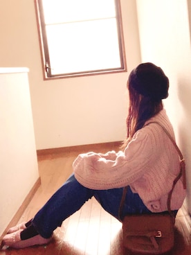 「ハイウエストストレートジーンズ」｜「アイテム（帽子）」を使った、きみみchan♡さん（レディース・152cm）の春コーディネート