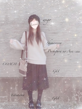 「COACH」｜「アイテム（ハンチング/ベレー帽）」を使った、きみみchan♡さん（レディース・152cm）の冬コーディネート