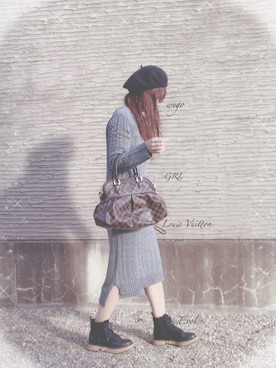 「LouisVuitton」｜「アイテム（ハンチング/ベレー帽）」を使った、きみみchan♡さん（レディース・152cm）の冬コーディネート