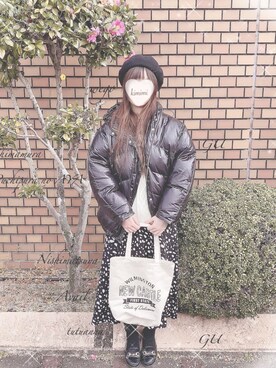 「ビットローファー」｜「アイテム（ダウンジャケット/コート）」を使った、きみみchan♡さん（レディース・152cm）の冬コーディネート