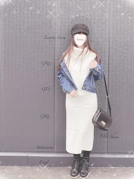 きみみchan♡さんの「リブタートルニット×タイトスカートセットアップ」を使ったコーディネート