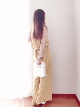 「イエローコーデ」｜「アイテム（オールインワン・サロペット）」を使った、きみみchan♡さん（レディース・152cm）の夏コーディネート