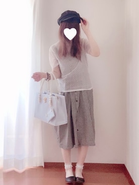 「シースルー」｜「アイテム（キャスケット）」を使った、きみみchan♡さん（レディース・152cm）の夏コーディネート