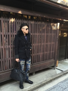 「5351 POUR LES HOMMES（ゴーサンゴーイチプールオム）のアイテム（ダウンジャケット/コート）」を使った、Z ♠️☠️さん（メンズ・170cm）の冬コーディネート