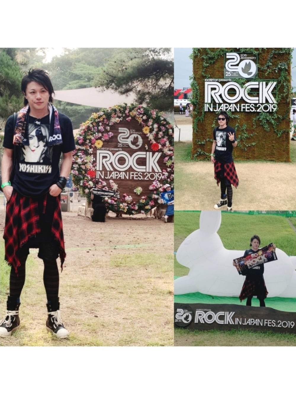 「ROCK IN JAPAN FES、rockinjapan2019、rock in Japan 2019、RIJF2019」｜「Rock in Japan 2019のアイテム（ハンカチ/ハンドタオル、ブラック系）」を使った、Z ♠️☠️さん（メンズ・170cm）の夏コーディネートの1枚目の写真