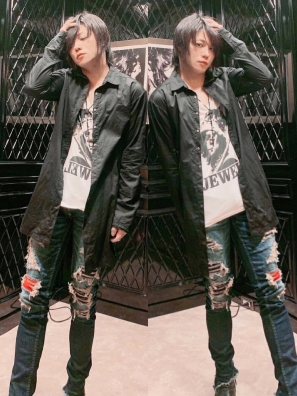 「HYSTERIC GLAMOURのアイテム（Tシャツ/カットソー、ホワイト系）」を使った、Z ♠️☠️さん（メンズ・170cm）の秋コーディネートの1枚目の写真