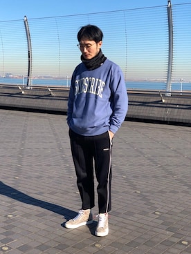 「THE NORTH FACE（ザノースフェイス）のアイテム（ネックウォーマー/スヌード）」を使った、Satoshi Okimura さん（メンズ・171cm）の冬コーディネート