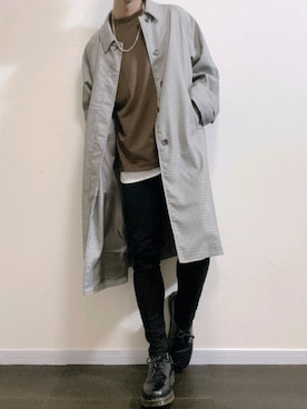 「アイテム（ステンカラーコート）」を使った、kota.さん（メンズ・182cm・20代）の春コーディネート