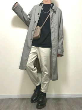 「アイテム（ステンカラーコート）」を使った、kota.さん（メンズ・182cm・20代）の春コーディネート
