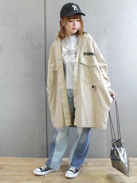 「薔薇」｜「アイテム（帽子）」を使った、ミッツ☆さん（レディース・155cm）の春コーディネート