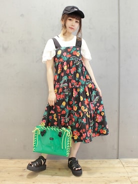 「RNA（アールエヌエー）のアイテム（トートバッグ）」を使った、ミッツ☆さん（レディース・155cm）の夏コーディネート