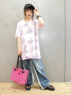 「RNA（アールエヌエー）のアイテム（トートバッグ）」を使った、ミッツ☆さん（レディース・155cm）の夏コーディネート