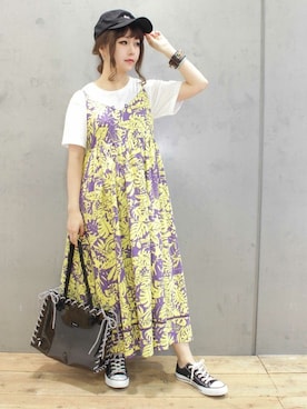 「RNA（アールエヌエー）のアイテム（トートバッグ）」を使った、ミッツ☆さん（レディース・155cm）の春コーディネート