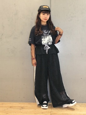「ウエストイン」｜「アイテム（帽子）」を使った、ミッツ☆さん（レディース・155cm）の春コーディネート