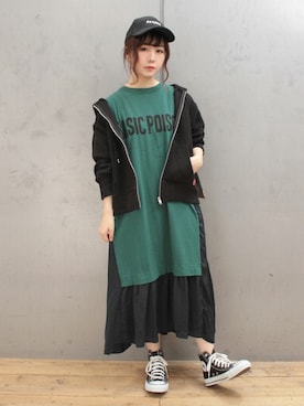 Rna アールエヌエー の M1261 マキシ丈リメイクtシャツワンピース ワンピース Wear