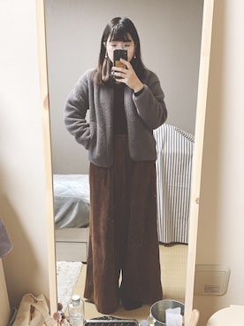 「UNIQLO（ユニクロ）のエクストラファインメリノリブタートルネックセーター（長袖）（ニット/セーター）」を使った、ponさん（レディース・155cm）の冬コーディネート