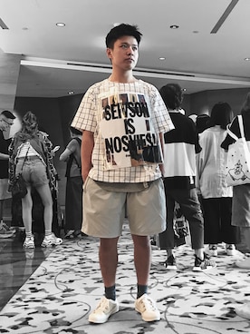 「REIGNING CHAMP（レイニングチャンプ）のアイテム（パンツ）」を使った、AHAO | Hankさん（メンズ・170cm）の夏コーディネート