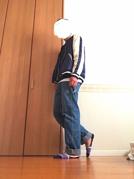 「unrelaxing（アンリラクシング）のアイテム（ブルゾン）」を使った、ゆったぁーさん（メンズ・172cm）の春コーディネート