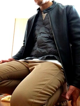 「アイテム（その他アウター、シルバー系）」を使った、ゆったぁーさん（メンズ・172cm）の冬コーディネート