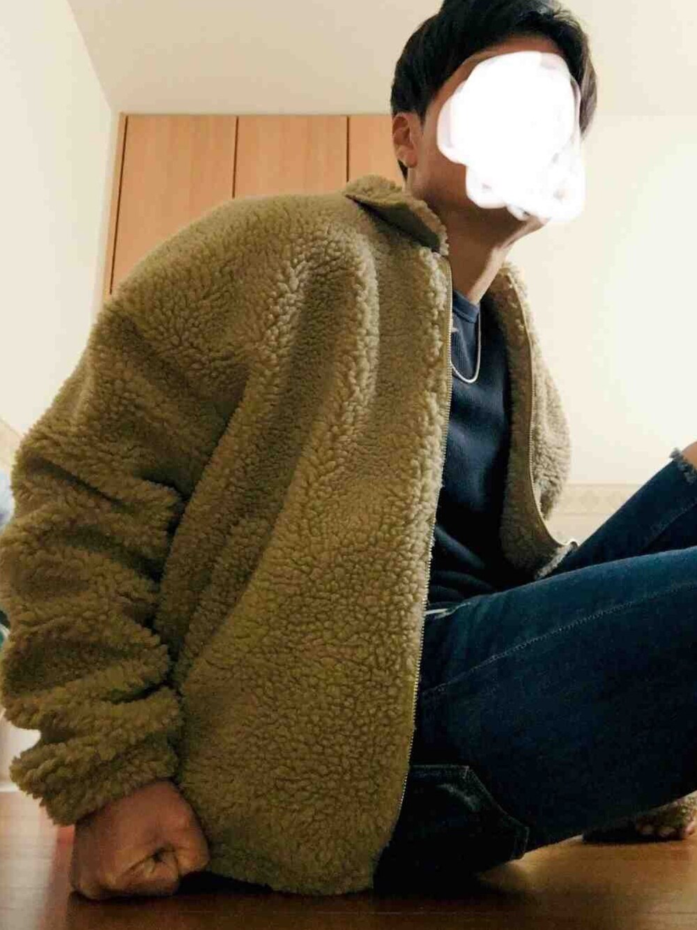 「カジュアルコーデ、秋冬コーデ、今日のコーデ、オトナカジュアル、UNIQLO、ボア、オーバーサイズ、サーフスタイル」｜「FREAK'S STOREのWEB限定 ビッグシルエット ボアフリース ドリズラージャケット/ジップブルゾン/スイングトップ/スウィングトップ（ブルゾン、ベージュ系）」を使った、ゆったぁーさん（メンズ・172cm）の冬コーディネートの1枚目の写真