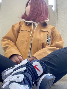 「X-girl（エックスガール）のDUCK WORK JACKET（ブルゾン、ブラウン系）」を使った、saki ‪✂︎‬ 🦋✿*:･ﾟさん（レディース・162cm）の冬コーディネート