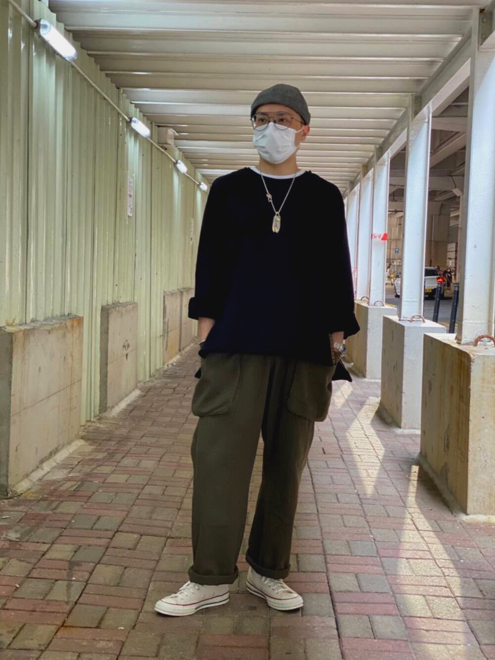 「THE H.W. DOG & CO. のアイテム（キャップ、グレー系）」を使った、Stephenさん（メンズ・168cm）の冬コーディネートの1枚目の写真