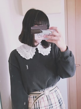 「Yves Saint Laurent（イヴサンローラン）のアイテム（スウェット）」を使った、くるみさん（レディース・164cm）の秋コーディネート