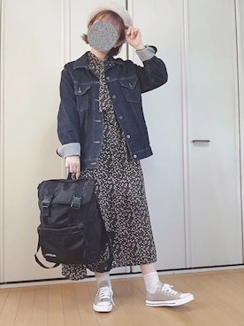「ワンピース×スニーカー」｜「アイテム（ハンチング/ベレー帽）」を使った、ｓａｎa・・さん（レディース・160cm）の秋コーディネート