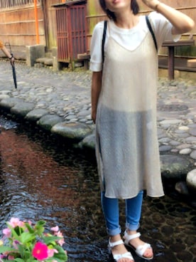「Ungrid（アングリッド）のアイテム（その他トップス）」を使った、おりりんさん（レディース・166cm）の夏コーディネート