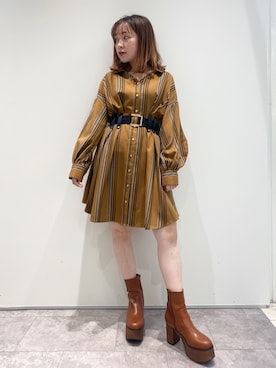 「REDYAZEL（レディアゼル）のアイテム（ブーツ）」を使った、k a n aさん（レディース・154cm）の秋コーディネート