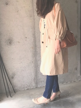 「RANDA（ランダ）のアイテム（ステンカラーコート）」を使った、kasumi.さん（レディース・160cm）の春コーディネート