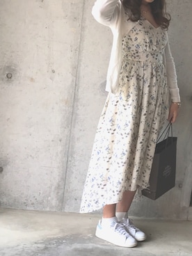 「小花柄ワンピース」｜「アイテム（アクセサリー）」を使った、kasumi.さん（レディース・160cm）の夏コーディネート