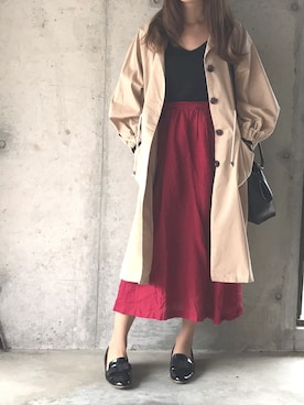 「RANDA（ランダ）のアイテム（ステンカラーコート）」を使った、kasumi.さん（レディース・160cm）の秋コーディネート