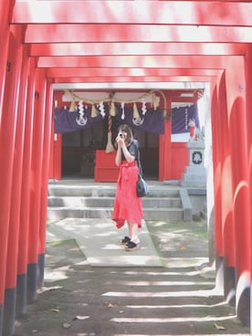 「カメラ女子」｜「アイテム（サンダル）」を使った、kasumi.さん（レディース・160cm）の夏コーディネート