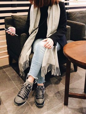 「STUNNING LURE（スタニングルアー）のアイテム（チェスターコート）」を使った、YUKIさん（レディース・153cm）の春コーディネート