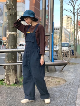 「2021春新作」｜「アイテム（オールインワン・サロペット）」を使った、rninarniさん（レディース・155cm）の冬コーディネート