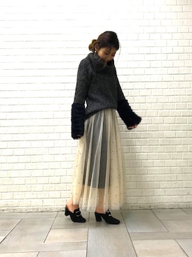 「チュール」｜arisa__eclinさん（レディース・158cm）の冬コーディネート
