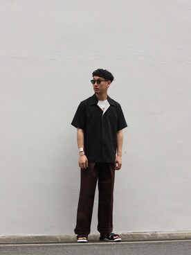 「JOHN LAWRENCE SULLIVAN（ジョンローレンスサリバン）のアイテム（スラックス）」を使った、うっちゃんさん（メンズ・178cm）の春コーディネート
