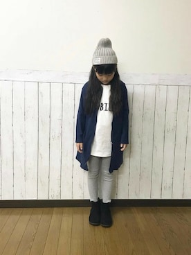 「ロングカーディガン」｜ever closetさん（キッズ・110cm）の秋コーディネート