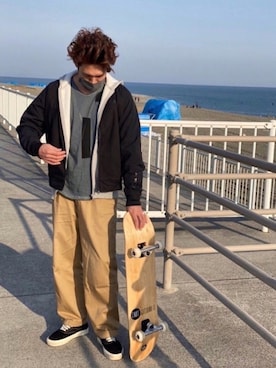 「adidas（アディダス）のアイテム（MA-1）」を使った、51さん（メンズ・173cm）の冬コーディネート