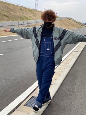 「ナイロンジャケット」｜「アイテム（サロペット/オーバーオール）」を使った、51さん（メンズ・173cm）の春コーディネート