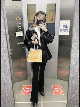 「moussy」｜「アイテム（ブルゾン）」を使った、moeさん（レディース・156cm）の冬コーディネート