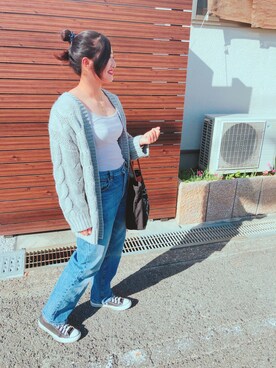 「IL BISONTE（イルビゾンテ）のＩＬ　ＢＩＳＯＮＴＥ（トートバッグ、ブラック系）」を使った、けいさん（レディース・164cm）の秋コーディネート