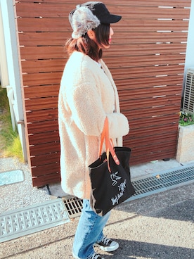 「IL BISONTE（イルビゾンテ）のＩＬ　ＢＩＳＯＮＴＥ（トートバッグ、ブラック系）」を使った、けいさん（レディース・164cm）の秋コーディネート