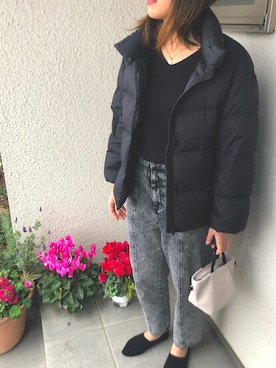 「UNIQLO（ユニクロ）のウルトラライトダウンコクーンジャケット（ダウンジャケット/コート、ブラック系）」を使った、けいさん（レディース・164cm）の冬コーディネート
