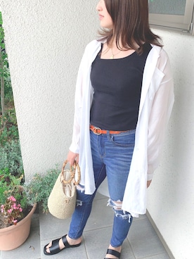 「SEVENDAYS=SUNDAY（セブンデイズサンデイ）のアイテム（かごバッグ）」を使った、けいさん（レディース・164cm）の夏コーディネート