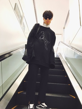 「DRESSEDUNDRESSED（ドレスドアンドレスド）のアイテム（スウェット）」を使った、たぐぴーさん（メンズ・184cm）の春コーディネート